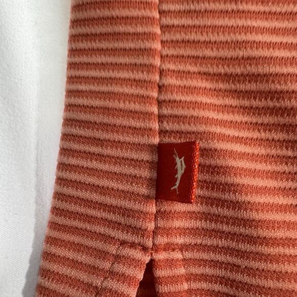 Tommy Bahama Polo Shirt‎ Mens X-Large Stripe Orange Modal Poly Short Sleeve - Picture 7 of 7
